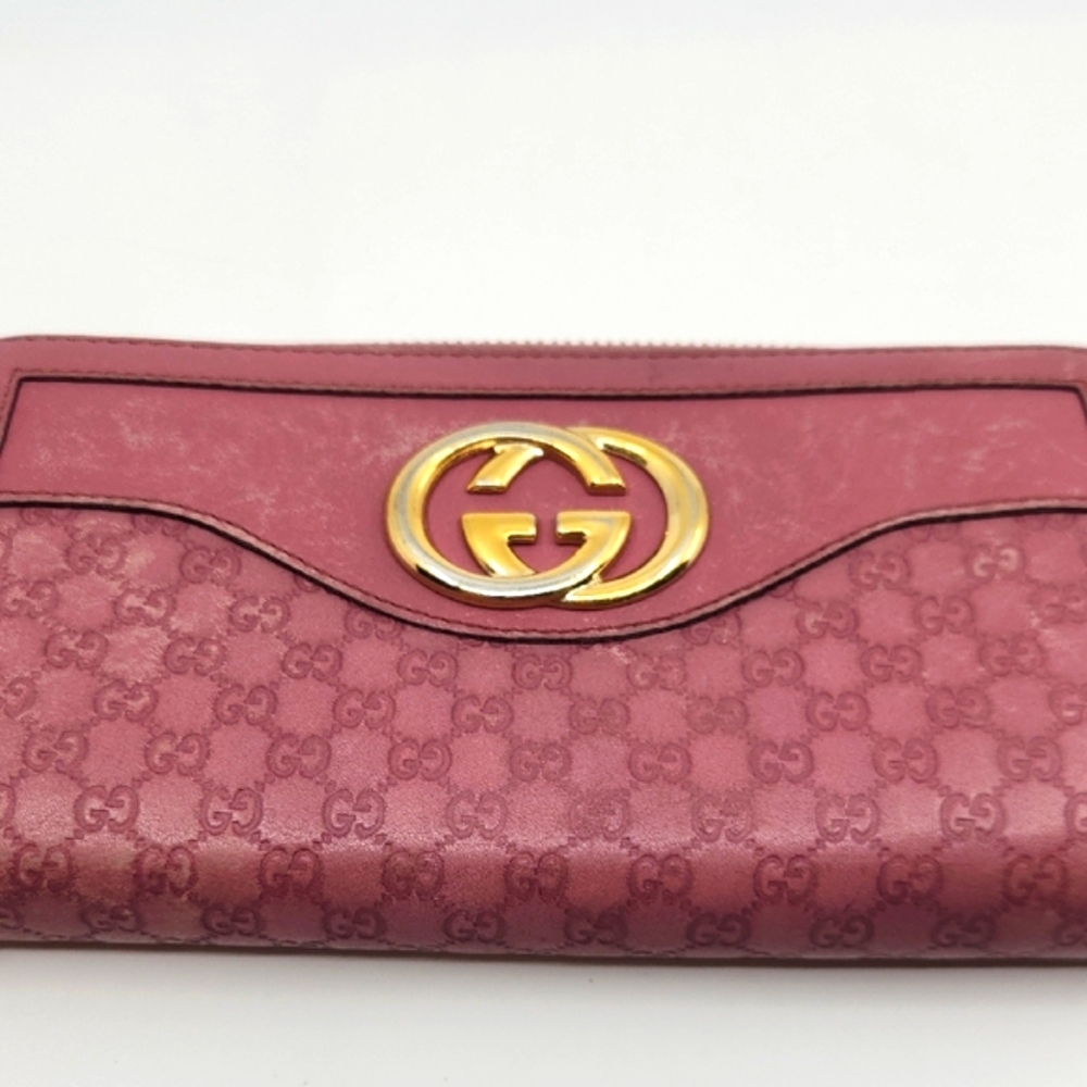 Gucci Rose Pink Long Zip Wallet with Gold Emblem See Description - Picture 7 of 11
